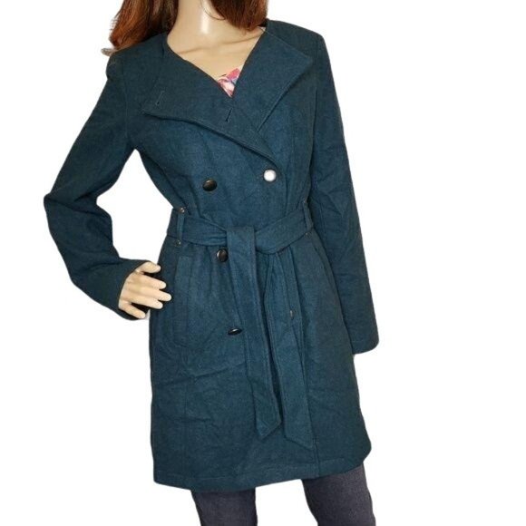 Mossimo double breasted wool blend peacoat long blue winter jacket size small - Picture 7 of 8